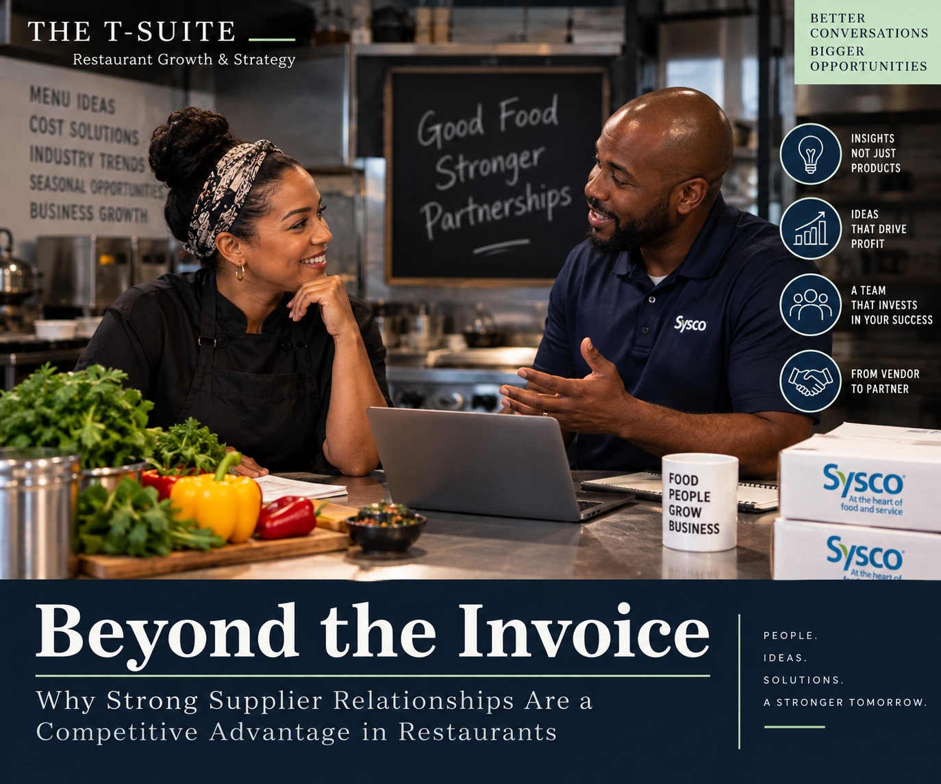Beyond the Invoice: Why Strong Supplier Relationships Are a Competitive Advantage in Restaurants Restaurant operator and supplier consultant discussing business strategy and building a strong supplier relationships